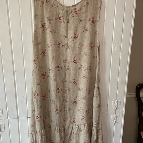 Ruffled Pink and Tan Scoop Neck Maxi Sundress - Picture 2 of 16